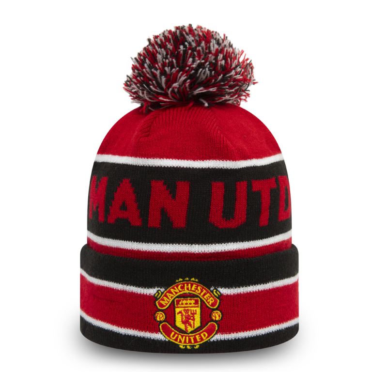 Gorras New Era Beanies Rojos - Manchester United Striped Multi Bobble 59738UXCF